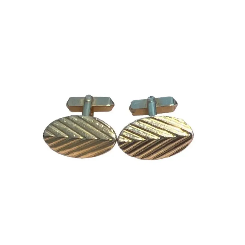 Vintage Swank Goldtone Oval Ribbed Cufflinks
